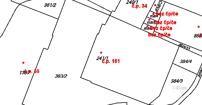 Rakovník II 151, Rakovník na parcele st. 241/1 v KÚ Rakovník, Katastrální mapa