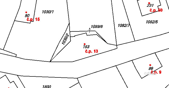 Rozkoš 13, Kounov na parcele st. 183 v KÚ Kounov u Dobrušky, Katastrální mapa