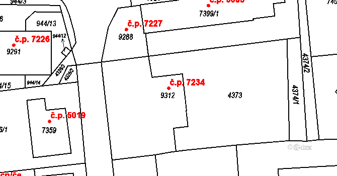 Zlín 7234 na parcele st. 9312 v KÚ Zlín, Katastrální mapa