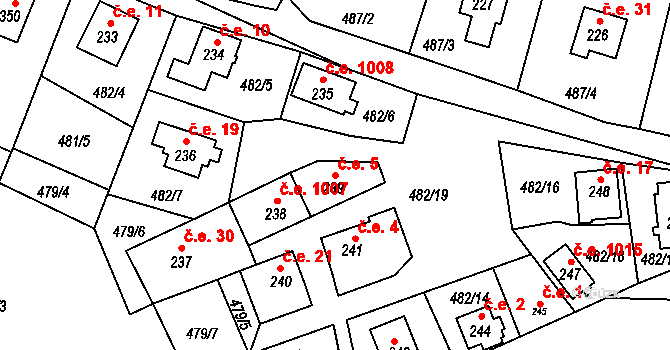Červené Janovice 5 na parcele st. 239 v KÚ Červené Janovice, Katastrální mapa