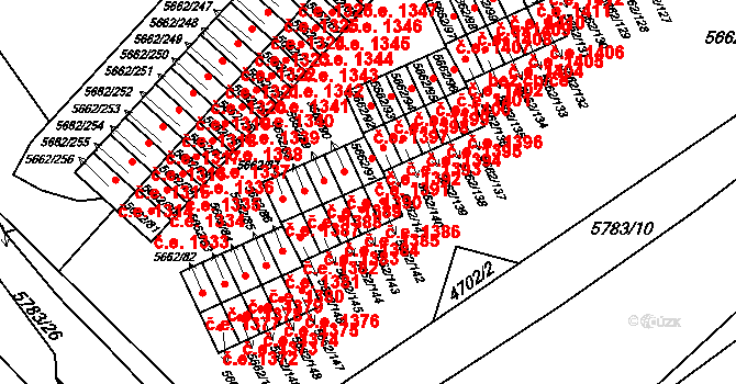 Jihlava 1386 na parcele st. 5662/142 v KÚ Jihlava, Katastrální mapa