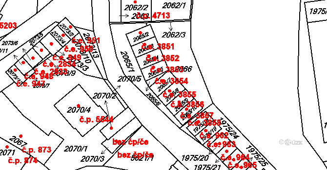 Jihlava 3855 na parcele st. 2065/7 v KÚ Jihlava, Katastrální mapa
