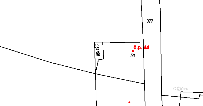 Lukov 46, Vraný na parcele st. 55 v KÚ Lukov, Katastrální mapa