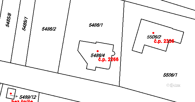 Pod Bezručovým vrchem 2266, Krnov na parcele st. 5486/4 v KÚ Krnov-Horní Předměstí, Katastrální mapa