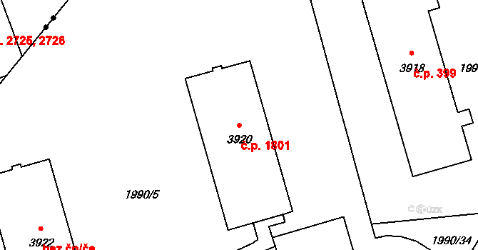 Šumperk 1801 na parcele st. 3920 v KÚ Šumperk, Katastrální mapa