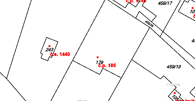 Ládví 185, Kamenice na parcele st. 179 v KÚ Ládví, Katastrální mapa