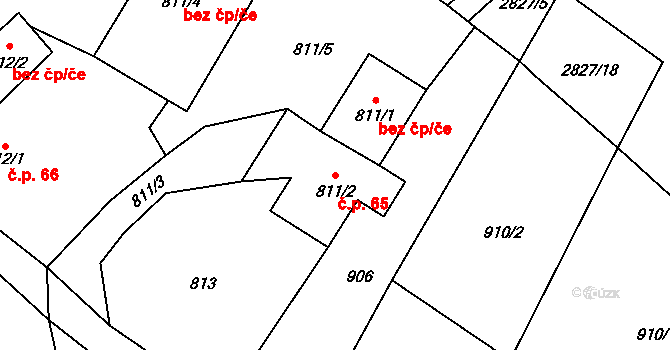 Raspenava 65 na parcele st. 811/2 v KÚ Raspenava, Katastrální mapa