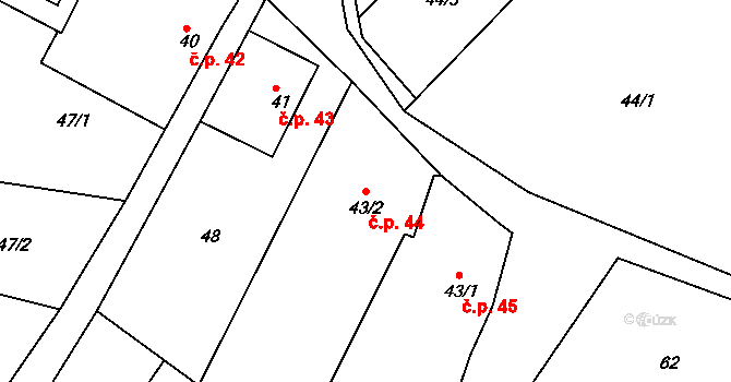 Libchyně 44 na parcele st. 43/2 v KÚ Libchyně, Katastrální mapa