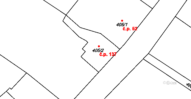Chlumec nad Cidlinou III 137, Chlumec nad Cidlinou na parcele st. 405/2 v KÚ Chlumec nad Cidlinou, Katastrální mapa