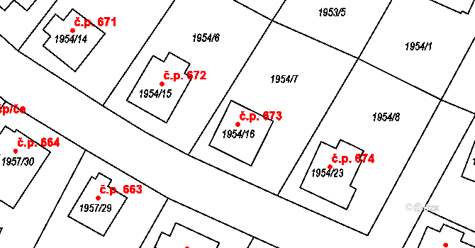 Semily 673 na parcele st. 1954/16 v KÚ Semily, Katastrální mapa