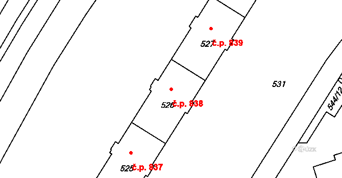 Lutyně 838, Orlová na parcele st. 526 v KÚ Horní Lutyně, Katastrální mapa