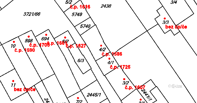 Břeclav 1586 na parcele st. 4/2 v KÚ Břeclav, Katastrální mapa