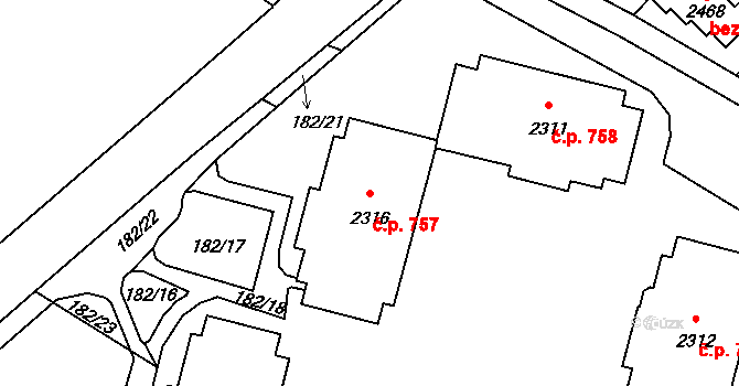Úšovice 757, Mariánské Lázně na parcele st. 2316 v KÚ Úšovice, Katastrální mapa