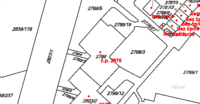 Žižkov 2676, Praha na parcele st. 2798 v KÚ Žižkov, Katastrální mapa