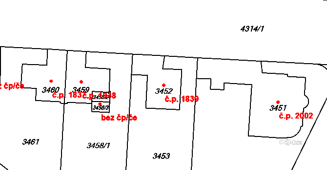 Vinohrady 1839, Praha na parcele st. 3452 v KÚ Vinohrady, Katastrální mapa