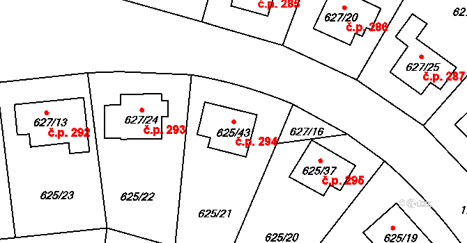 Malešice 294, Praha na parcele st. 625/43 v KÚ Malešice, Katastrální mapa