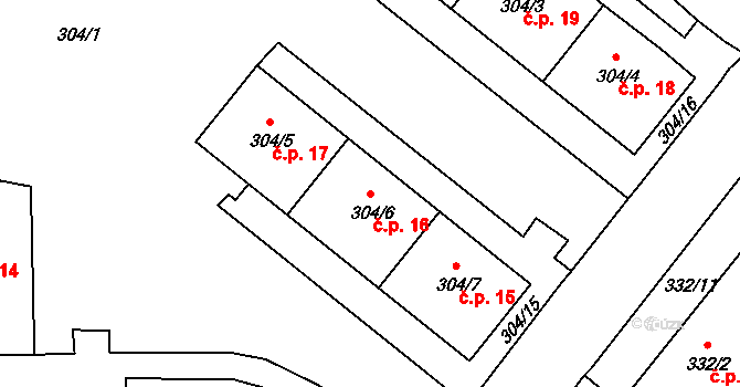 Rumburk 1 16, Rumburk na parcele st. 304/6 v KÚ Rumburk, Katastrální mapa