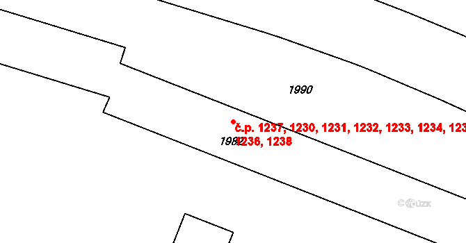 Město 1230,1231,1232,1233,, Havířov na parcele st. 1982 v KÚ Havířov-město, Katastrální mapa