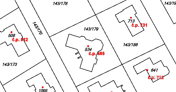 Jesenice 465 na parcele st. 534 v KÚ Jesenice u Prahy, Katastrální mapa