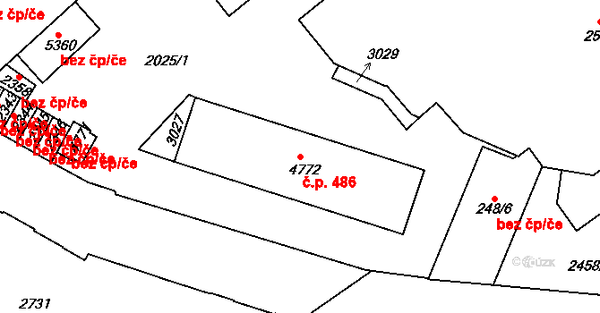 Horní Předměstí 486, Trutnov na parcele st. 4772 v KÚ Trutnov, Katastrální mapa