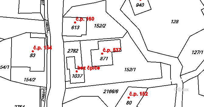 Skalice u České Lípy 537 na parcele st. 871 v KÚ Skalice u České Lípy, Katastrální mapa