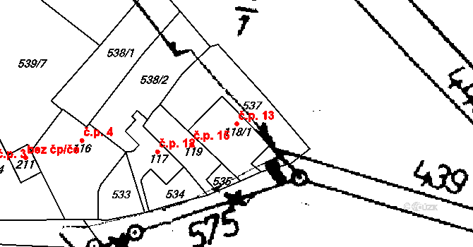 Pňovičky 13, Ohníč na parcele st. 118/1 v KÚ Křemýž, Katastrální mapa