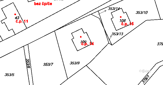 Budkov 14, Struhařov na parcele st. 109 v KÚ Skalice u Benešova, Katastrální mapa