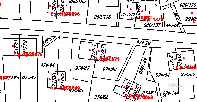 Zlín 6071 na parcele st. 2179/2 v KÚ Zlín, Katastrální mapa