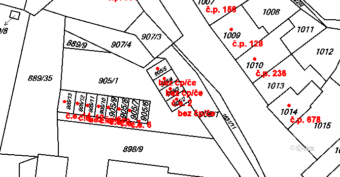 Drnovice 2 na parcele st. 905/3 v KÚ Drnovice u Vyškova, Katastrální mapa