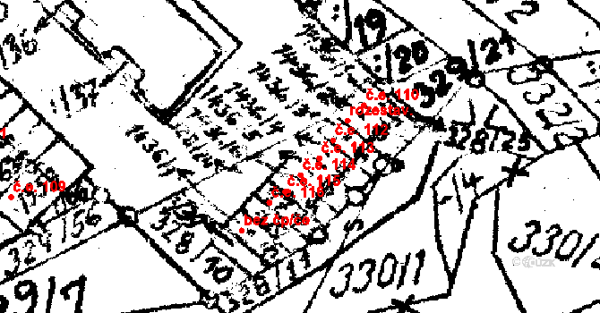 Strání 113 na parcele st. 1436/4 v KÚ Strání, Katastrální mapa