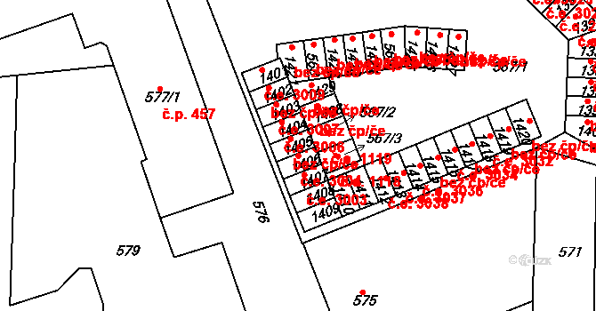 Řetenice 3004, Teplice na parcele st. 1406 v KÚ Teplice-Řetenice, Katastrální mapa