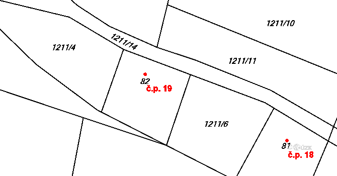 Polánka 19, Vlašim na parcele st. 82 v KÚ Nesperská Lhota, Katastrální mapa