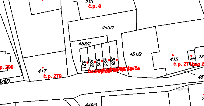 Lubná 40127087 na parcele st. 524 v KÚ Lubná u Poličky, Katastrální mapa