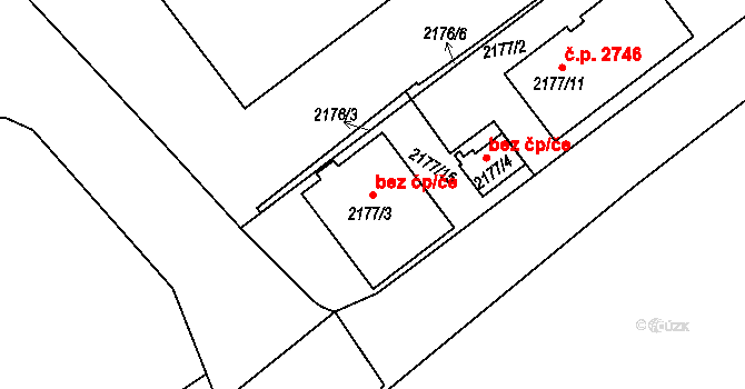 Praha 40382087 na parcele st. 2177/3 v KÚ Žižkov, Katastrální mapa