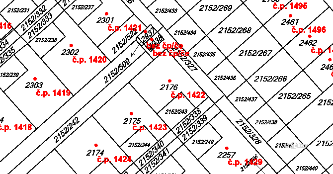 Napajedla 1422 na parcele st. 2176 v KÚ Napajedla, Katastrální mapa
