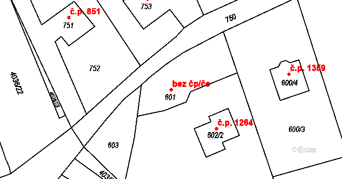 Dolní Lutyně 43518087 na parcele st. 601 v KÚ Dolní Lutyně, Katastrální mapa