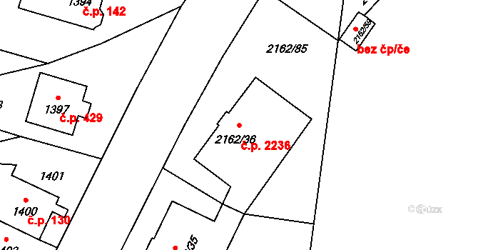 Předměstí 2236, Opava na parcele st. 2162/36 v KÚ Opava-Předměstí, Katastrální mapa
