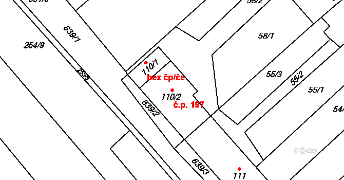 Přerov 45862087 na parcele st. 110/2 v KÚ Henčlov, Katastrální mapa