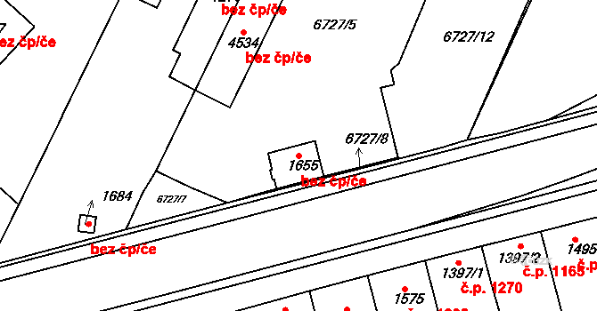 Uherský Brod 2818 na parcele st. 1655 v KÚ Uherský Brod, Katastrální mapa