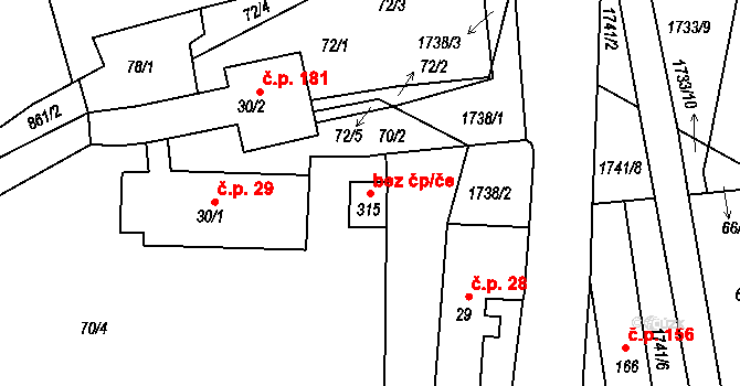 Lodhéřov 49235087 na parcele st. 315 v KÚ Lodhéřov, Katastrální mapa