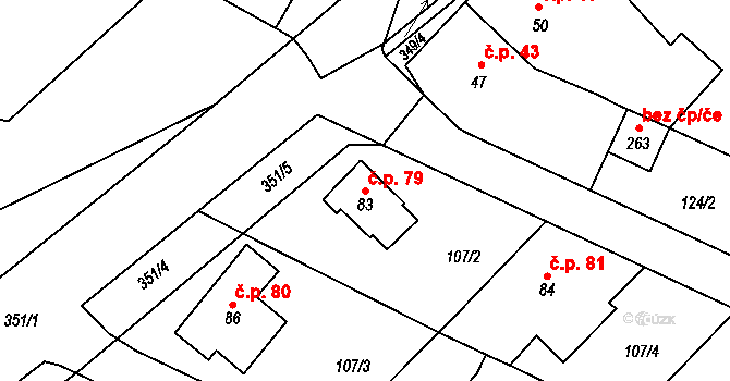 Škrovád 79, Slatiňany na parcele st. 83 v KÚ Škrovád, Katastrální mapa