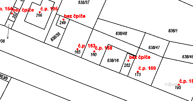 Olovnice 160 na parcele st. 166 v KÚ Olovnice, Katastrální mapa