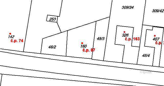 Malá Skalice 87, Česká Skalice na parcele st. 160 v KÚ Malá Skalice, Katastrální mapa