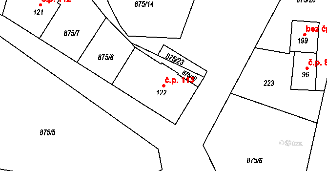 Vrchoviny 113, Nové Město nad Metují na parcele st. 122 v KÚ Vrchoviny, Katastrální mapa
