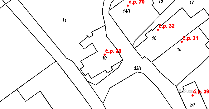 Habrůvka 33 na parcele st. 10 v KÚ Habrůvka, Katastrální mapa