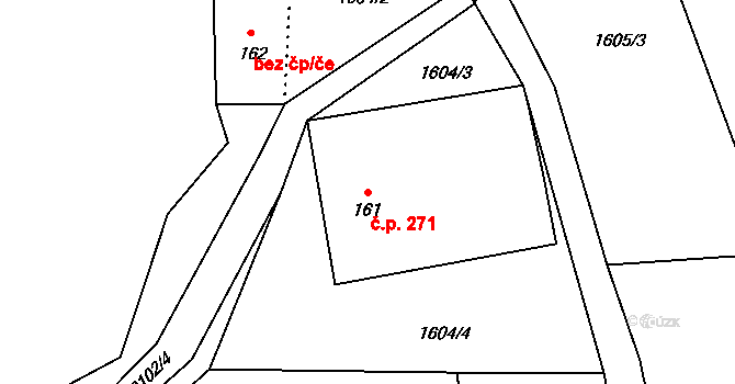 Stachy 271 na parcele st. 161 v KÚ Stachy, Katastrální mapa