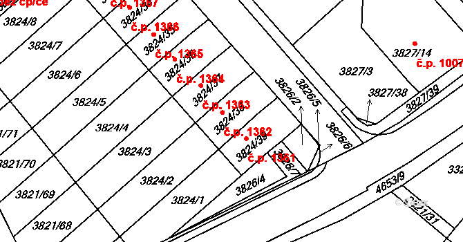Chotěboř 1362 na parcele st. 3824/38 v KÚ Chotěboř, Katastrální mapa