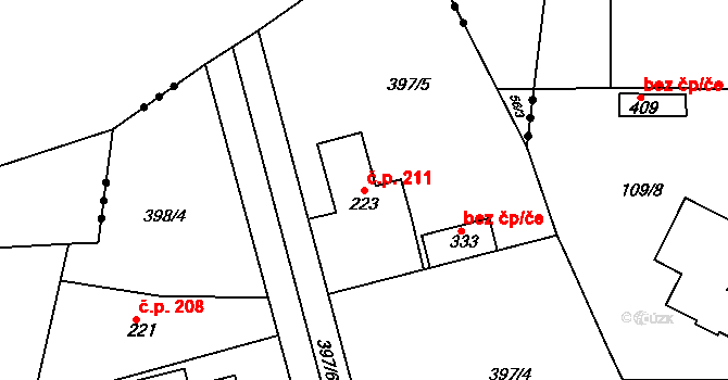Albrechtice nad Orlicí 211 na parcele st. 223 v KÚ Albrechtice nad Orlicí, Katastrální mapa