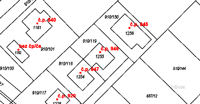 Sezemice 946 na parcele st. 1255 v KÚ Sezemice nad Loučnou, Katastrální mapa