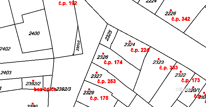 Pohořelice 174 na parcele st. 2326 v KÚ Pohořelice nad Jihlavou, Katastrální mapa